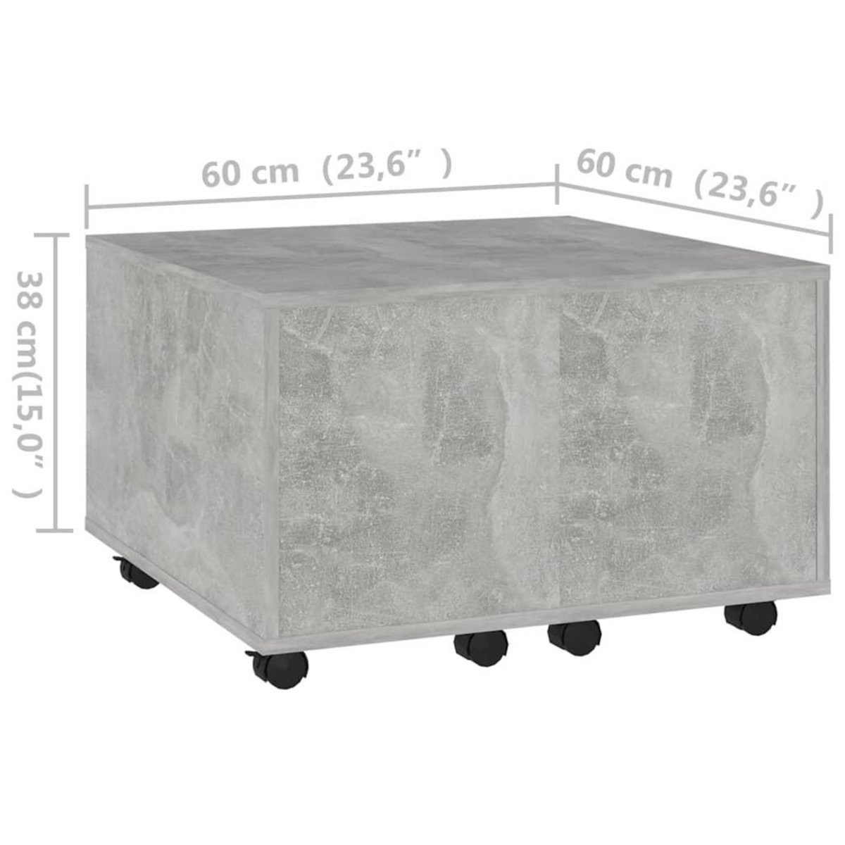 VIDAXL Table basse gris beton 60x60x38 cm bois d'ingenierie