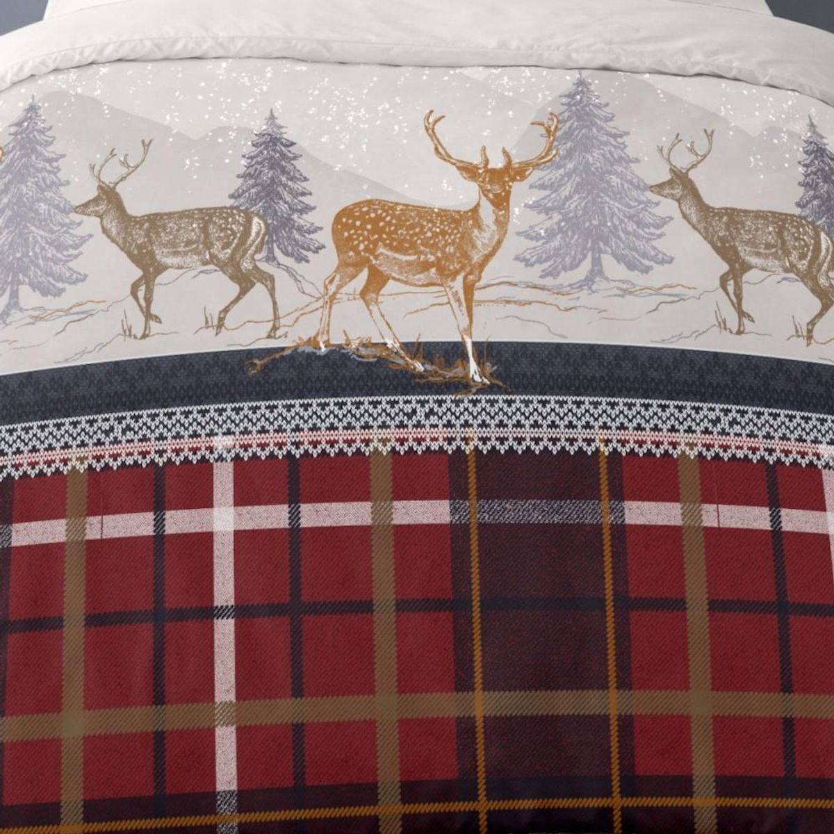 Dourev Housse de couette Flanelle 140x200 + 1 taie d'oreiller