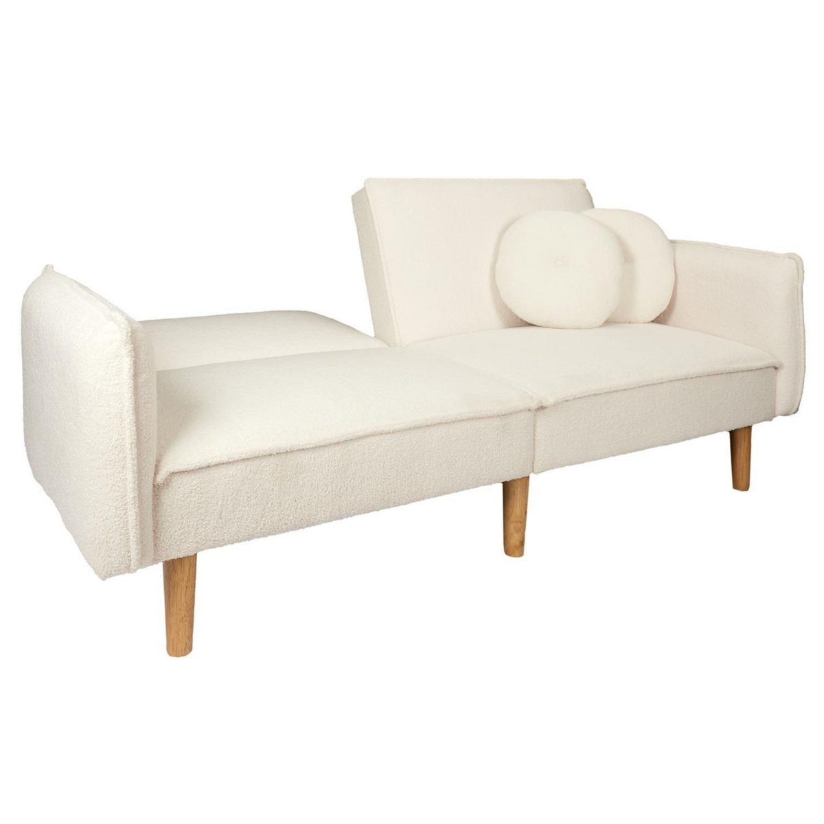 The Home Deco Factory Canapé convertible en bouclette Forde - 3 Places - Blanc