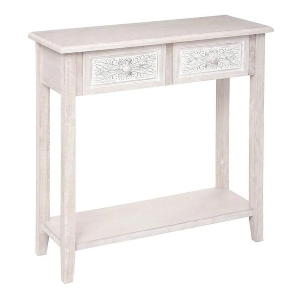 ATMOSPHERA Console Design 2 Tiroirs  Hina  80cm Blanc