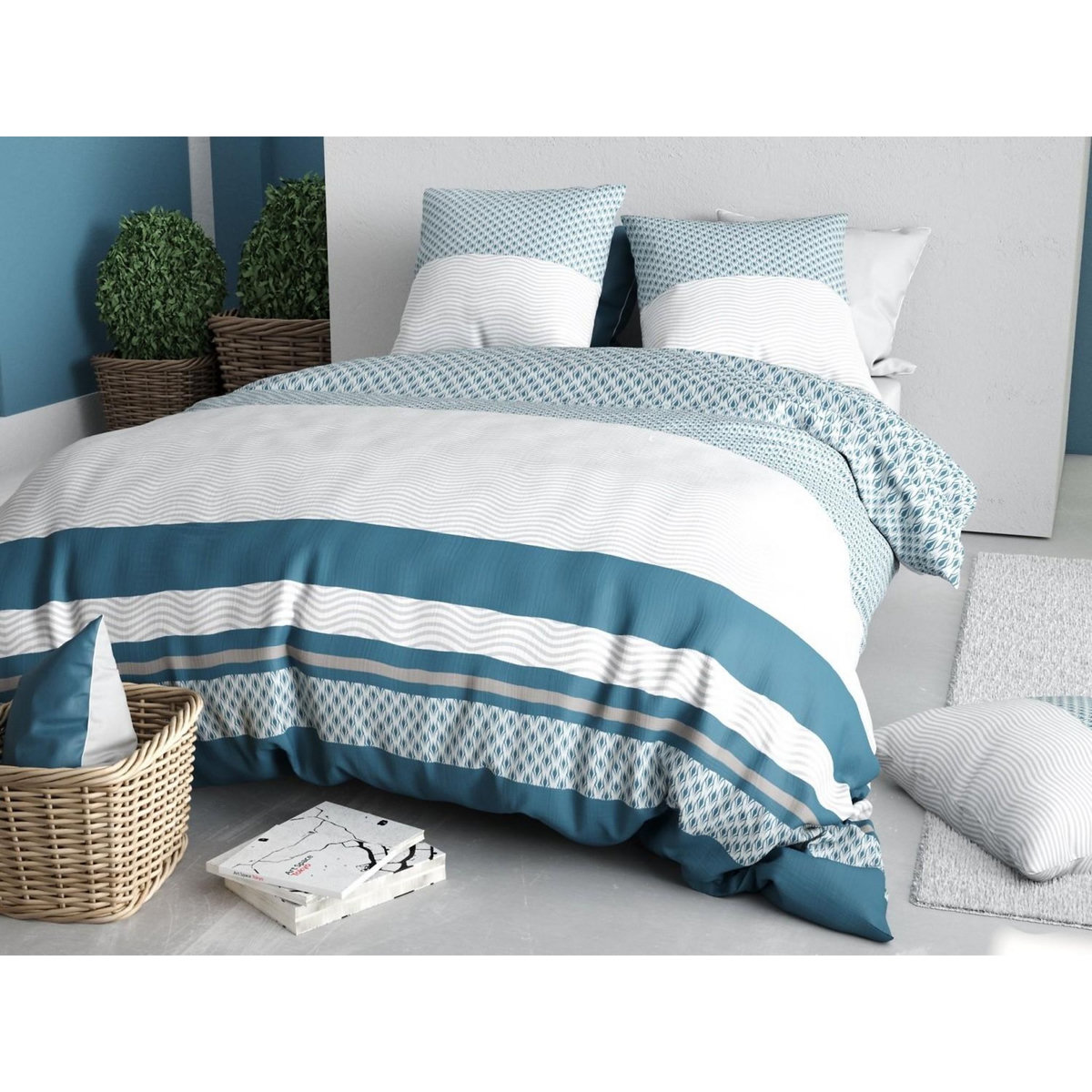 ATELIER DU COTON Parure Housse De Couette 100% Coton 57fils Nocturne