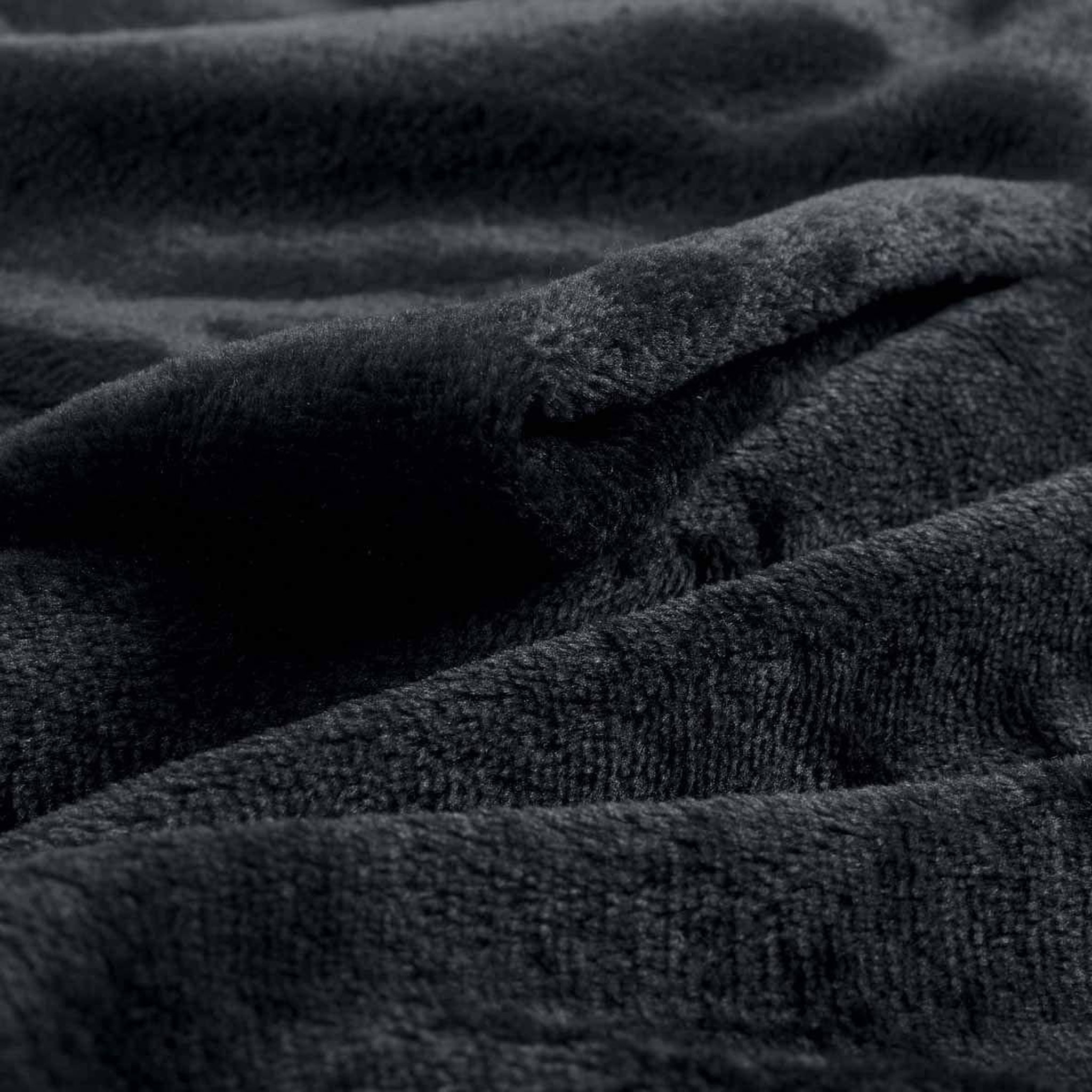 Voir la diapositive 2 : Douceur d'Intérieur Plaid uni en flanelle  flanou  125x150cm noir