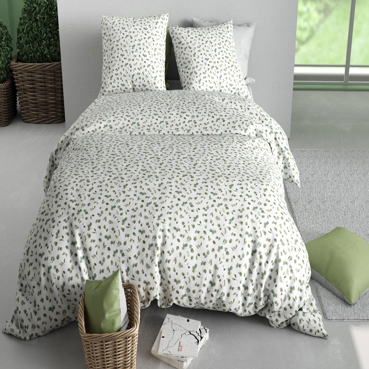 ATELIER DU COTON Parure housse de couette imprimée 100% coton 57fils MERISE