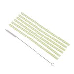 Paris Prix Lot de 6 Pailles & Brosse  Réutilisables  23cm Vert