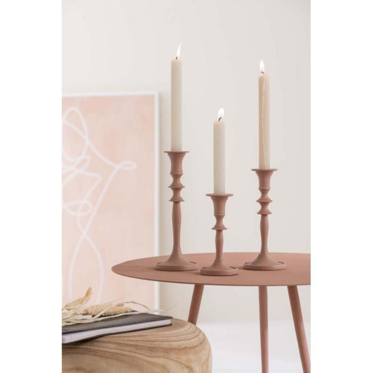 Paris Prix Lot de 3 Tables Gigognes  Obi  56cm Vieux Rose