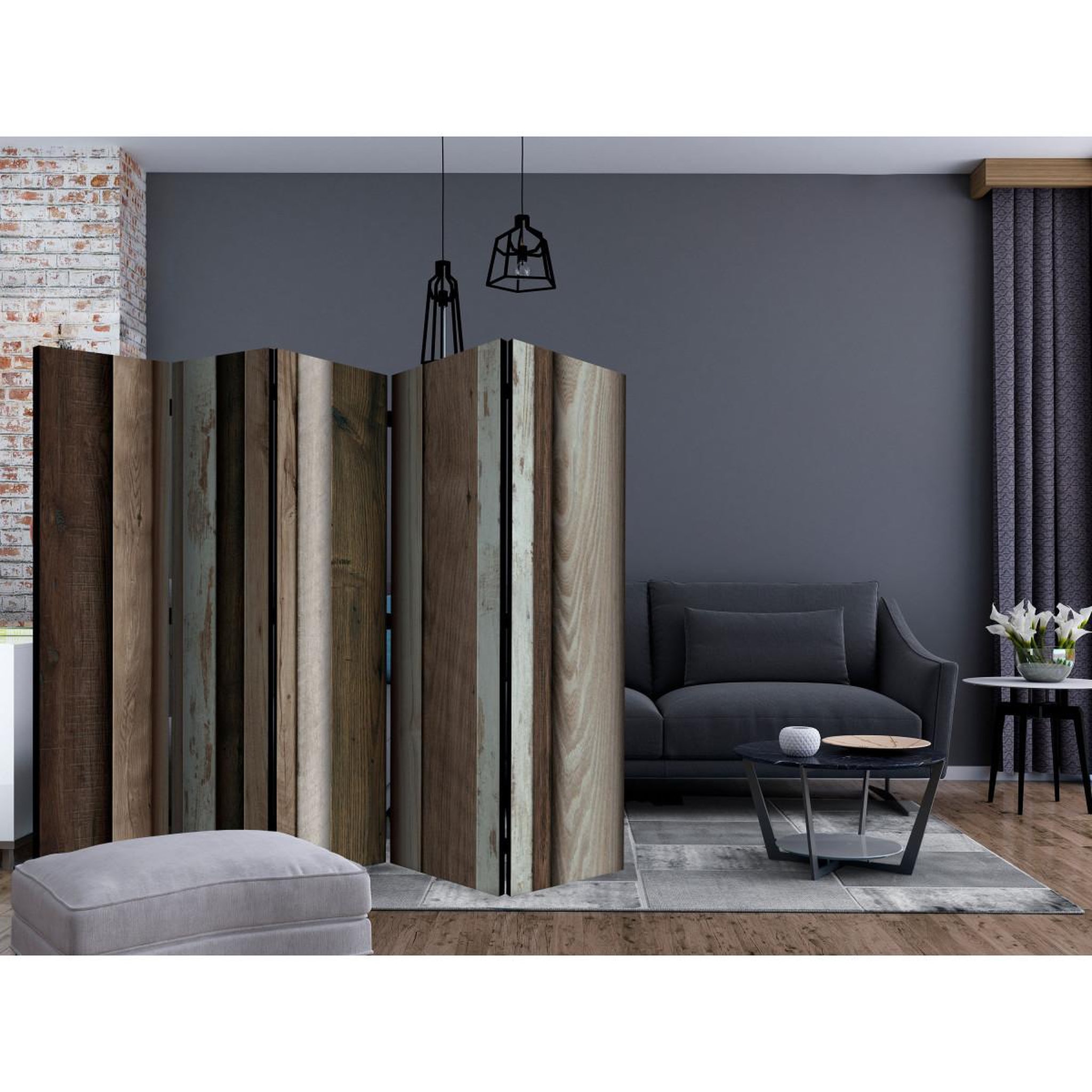 Voir la diapositive 2 : Paris Prix Paravent 5 volets  wooden fan  172x225cm