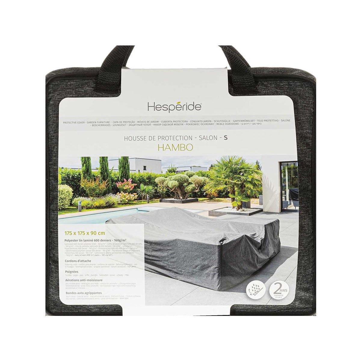 HESPERIDE Housse pour salon de jardin Hambo S gris - 175 x 175 x 90 cm - Hespéride