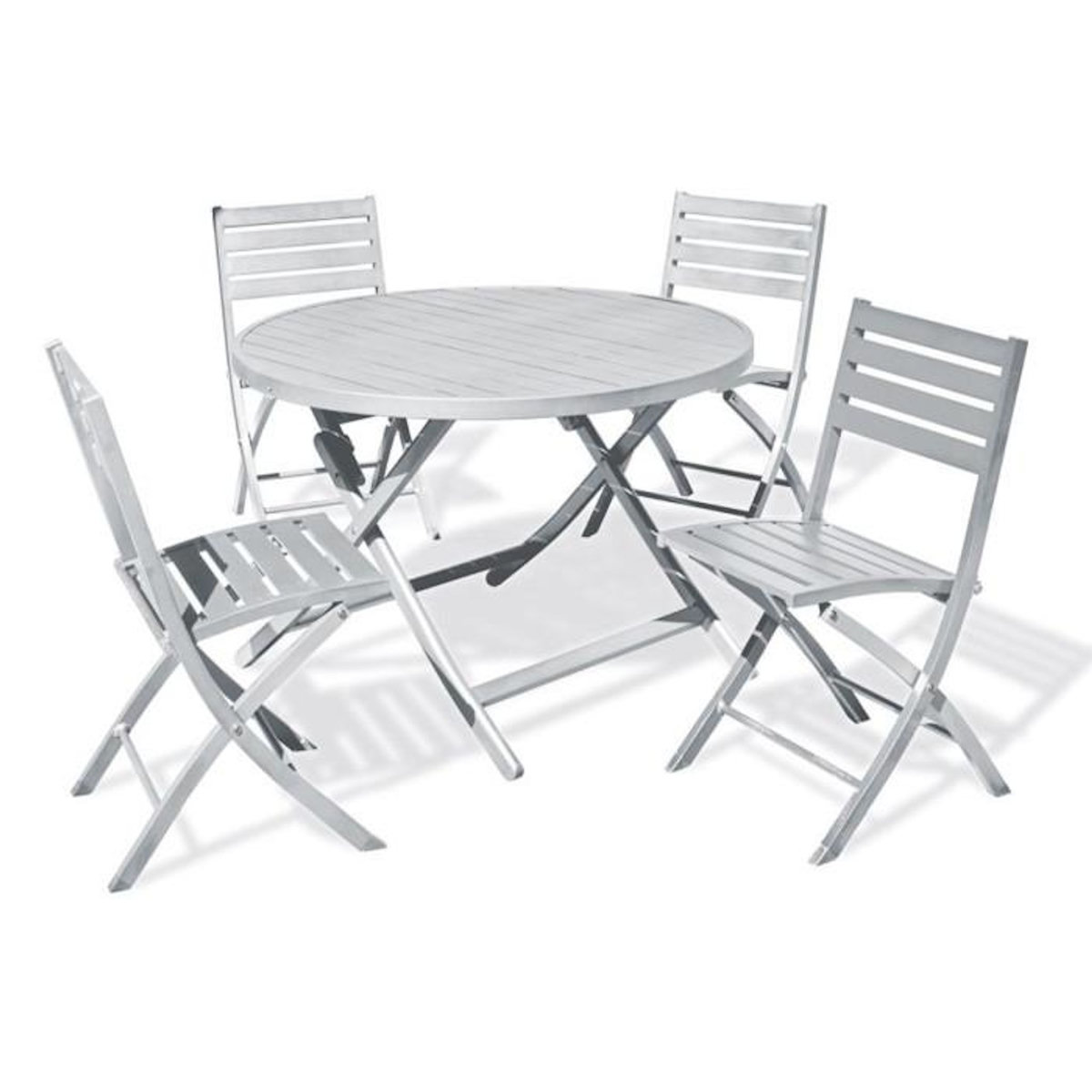 Paris Prix Ensemble Table de Jardin Pliante & 4 Chaises  Marius  110cm Gris