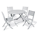Paris Prix Ensemble Table de Jardin Pliante & 4 Chaises  Marius  110cm Gris