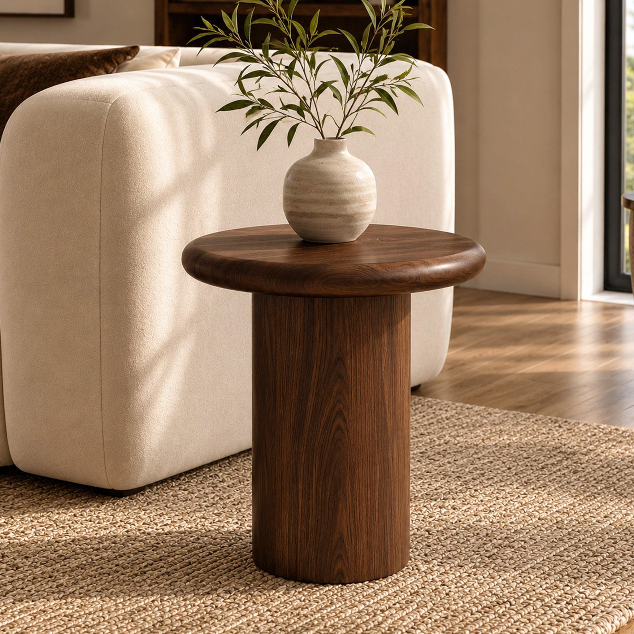 Voir la diapositive 2 : MAISON PAVANE Table d'appoint en placage noyer, D48,5 cm-Nubia