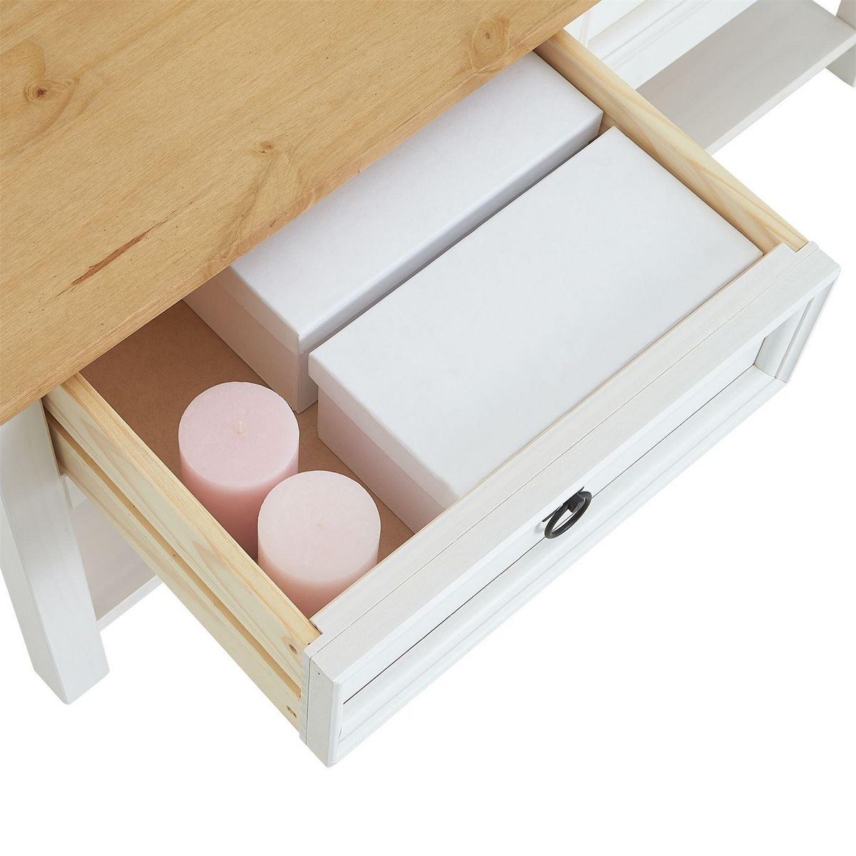 IDIMEX Table basse TEQUILA style mexicain avec 2 tiroirs, en pin massif