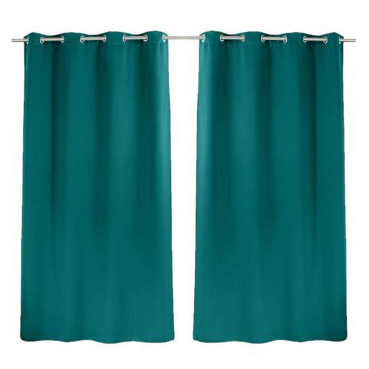 TOILINUX Lot de 2 Rideaux occultants Basic à 8 œillets - 140 x 240 cm - Vert émeraude