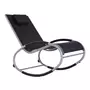 OUTSUNNY Fauteuil chaise longue à bascule design contemporain dim. 120L x 61l x 88H cm alu. polyester noir