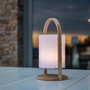 Voir la diapositive 3 : Lumisky Lanterne extérieure LED Woody - LUMISKY - Blanc - Design scandinave - Poignée en bois naturel - Autonomie 10h