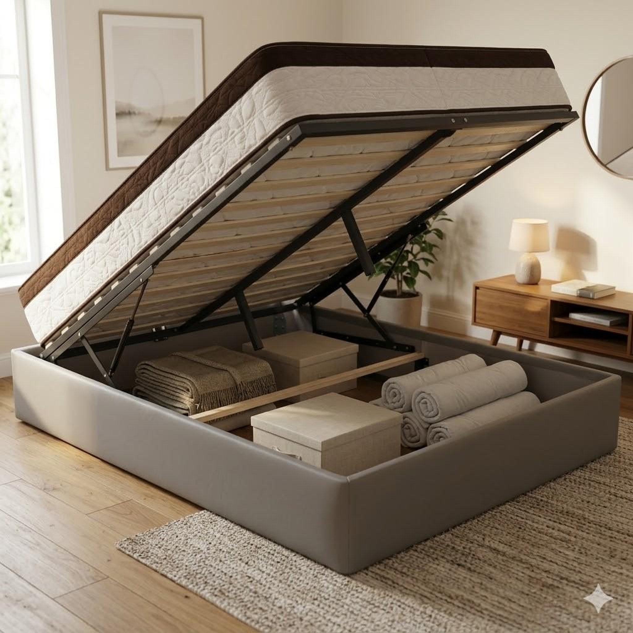 Voir la diapositive 1 : KING OF DREAMS Ensemble Lit Coffre et Matelas  Soutien Très Ferme Confort