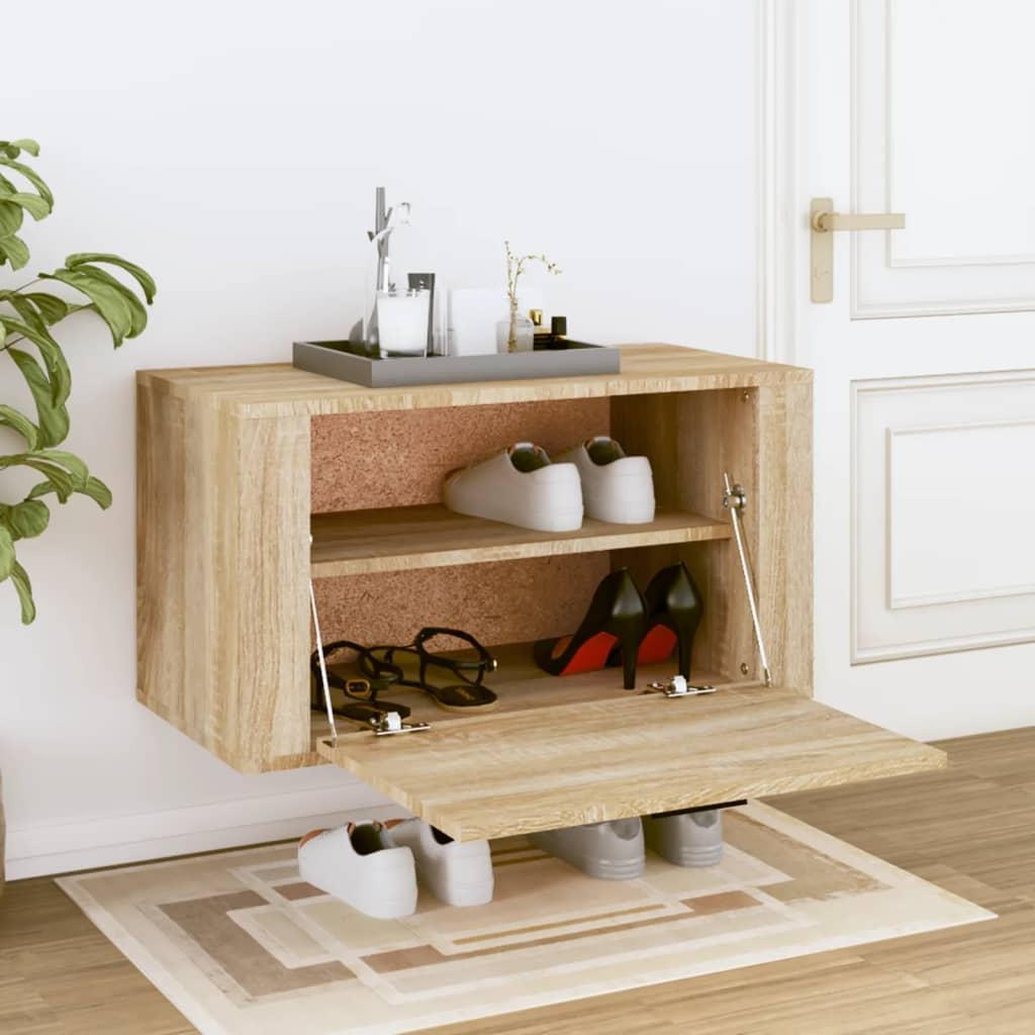 Voir la diapositive 3 : VIDAXL Armoire a chaussures murale Chene sonoma 70x35x38 cm
