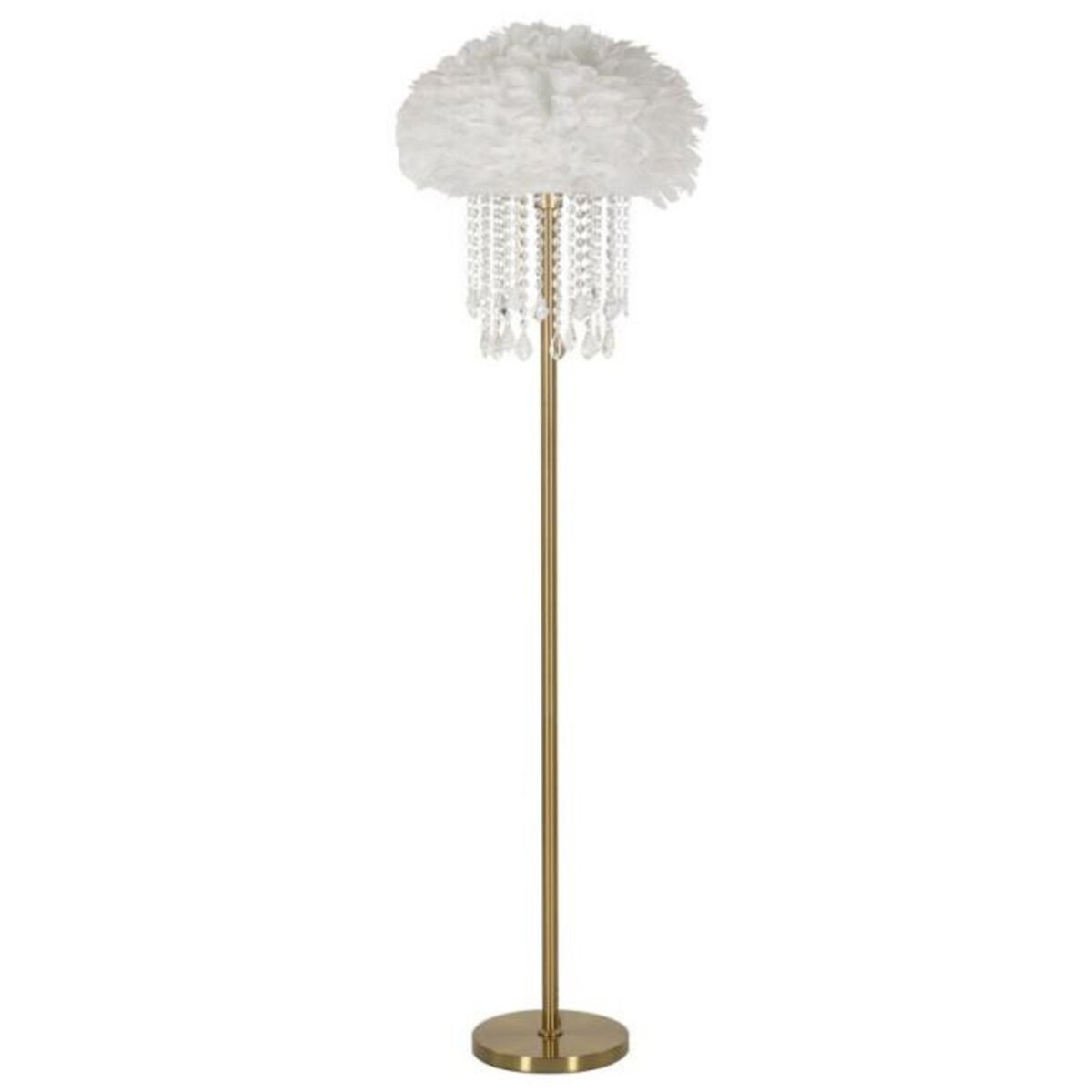 Paris Prix Lampadaire Imitation Plume  Diamon  165cm Or & Blanc