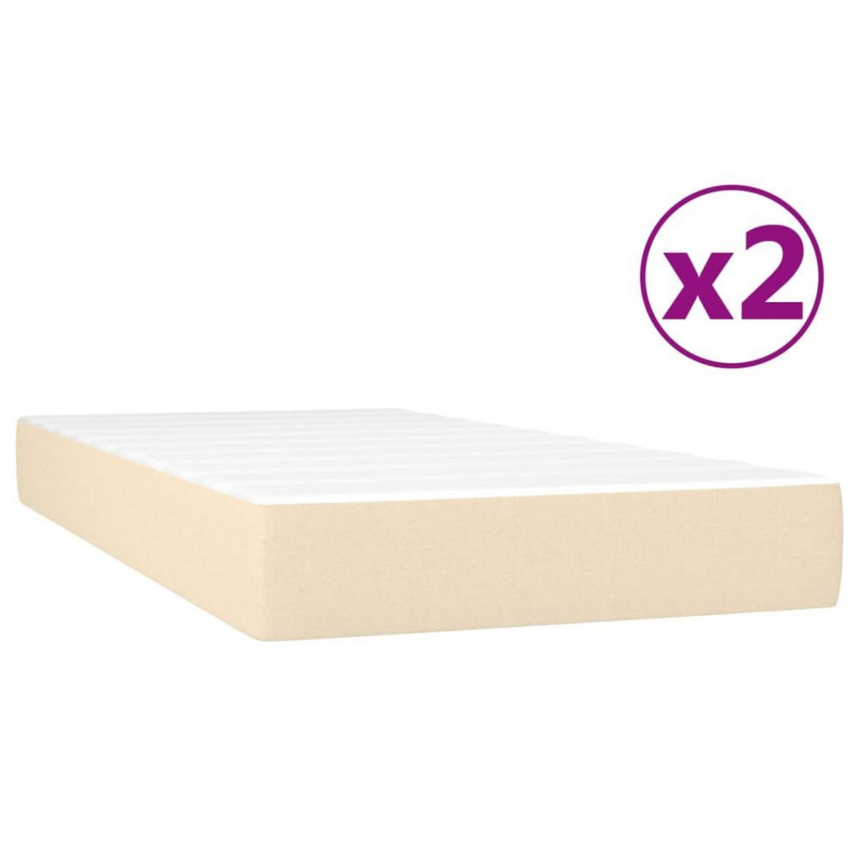 VIDAXL Sommier a lattes de lit avec matelas Creme 200x200 cm Tissu