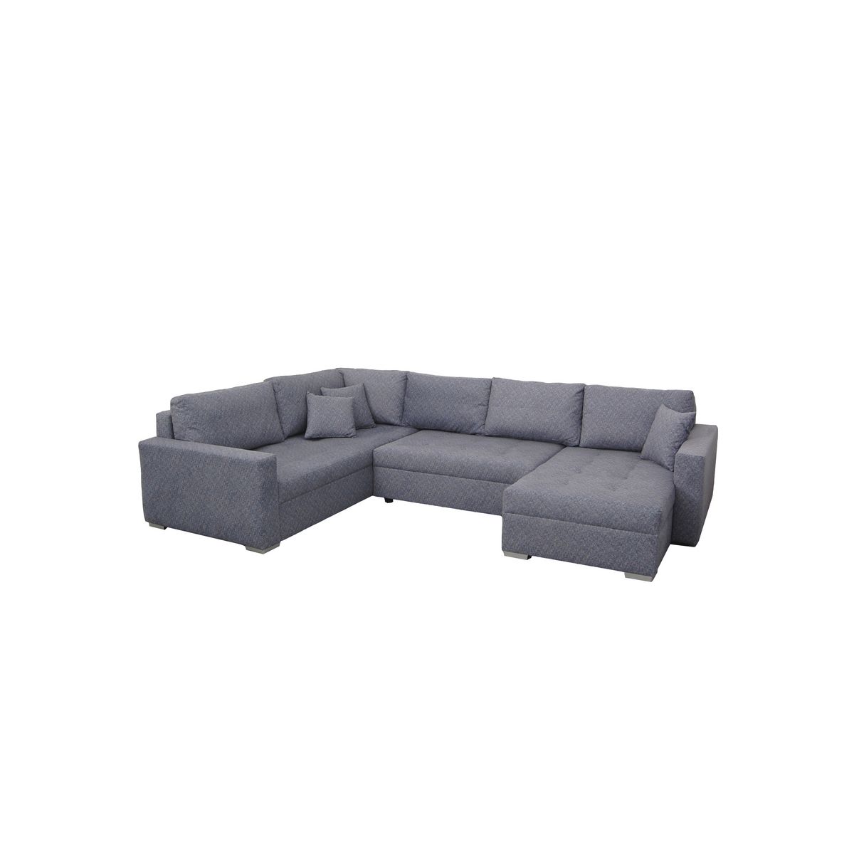 Canapé d'angle gauche convertible panoramique 5 places tissu avec coffre MAGNUS