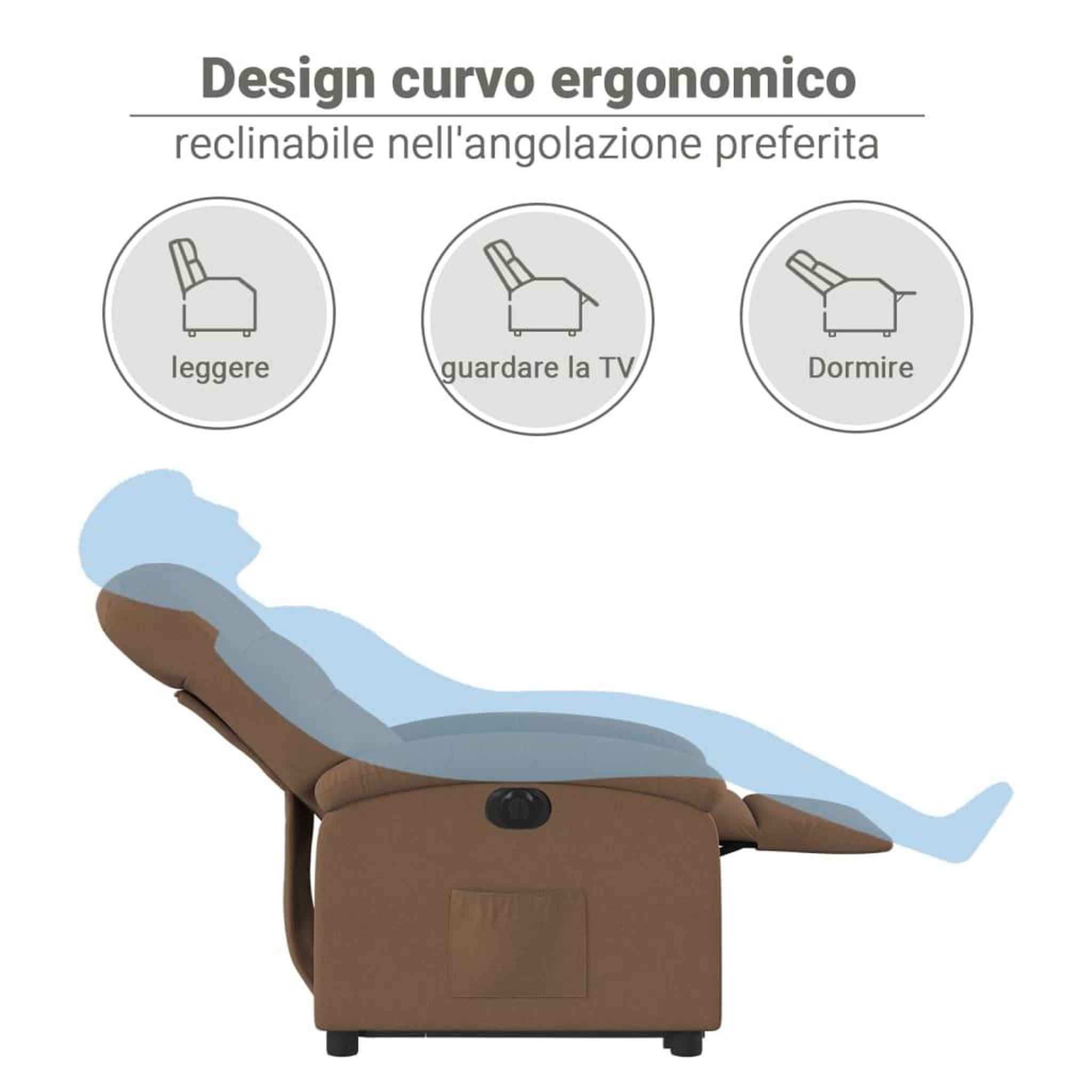 Voir la diapositive 6 : VIDAXL Fauteuil inclinable electrique marron tissu