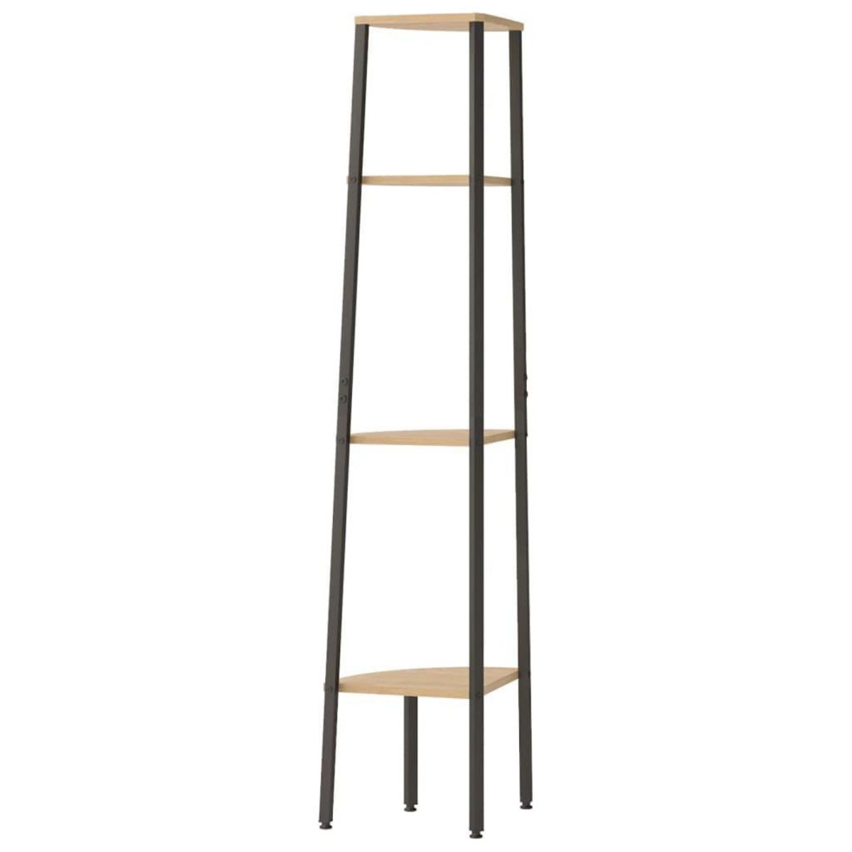 VIDAXL Etagere d'angle 4 niveaux Marron clair et noir 45,5x31,5x150 cm