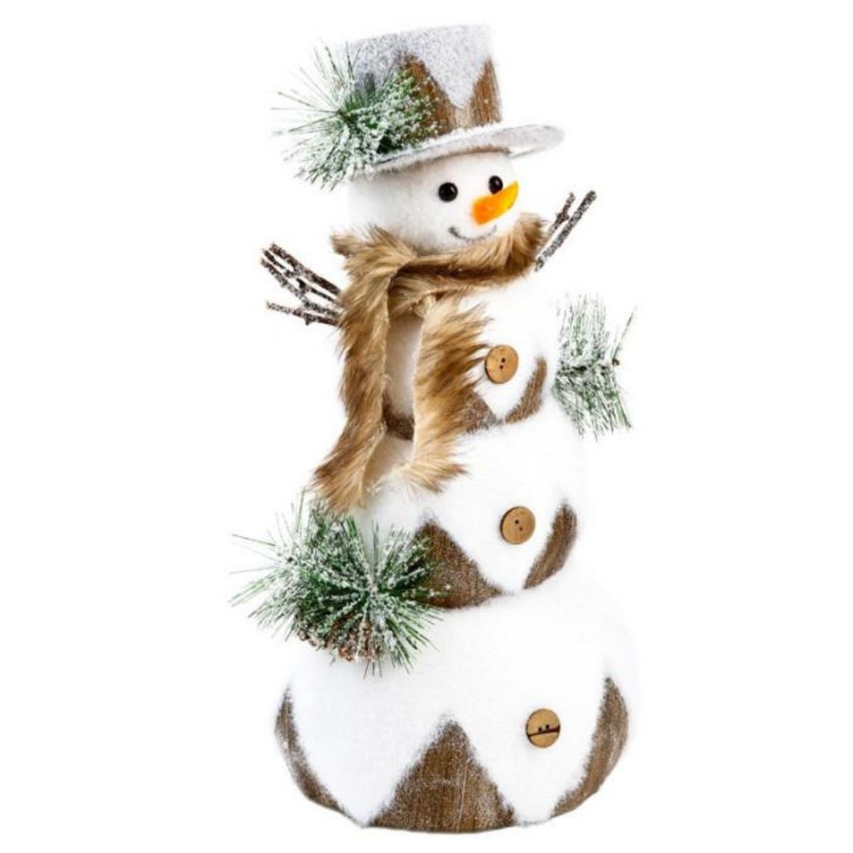 FEERIC LIGHT & CHRISTMAS Bonhomme de Neige Déco  Glacé  42cm Blanc