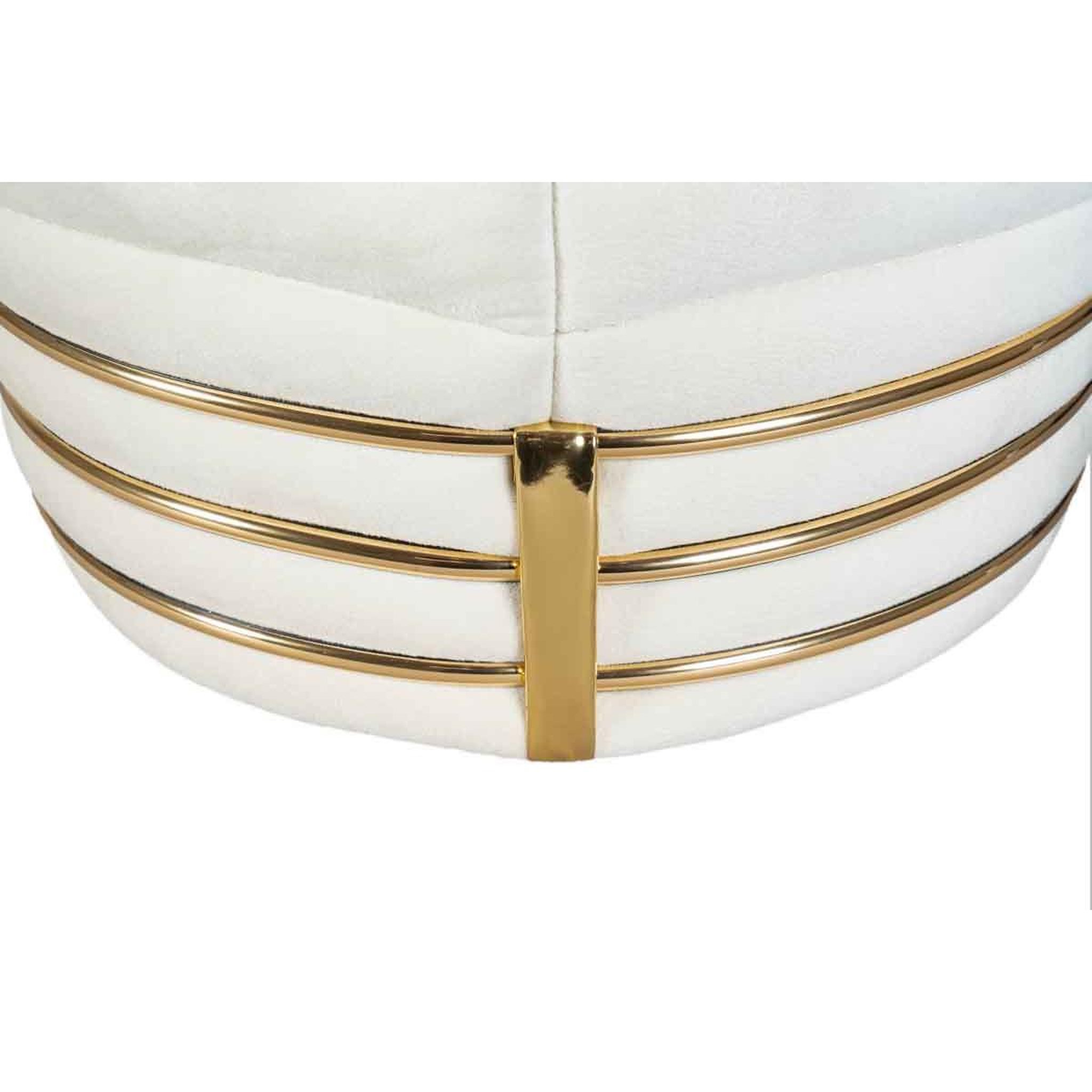 Voir la diapositive 3 : Paris Prix Tabouret design en tissu  doric  50cm ivoire & or