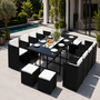 Voir la diapositive 2 : CONCEPT USINE Table et chaises 12 places encastrables résine noir-blanc MIAMI