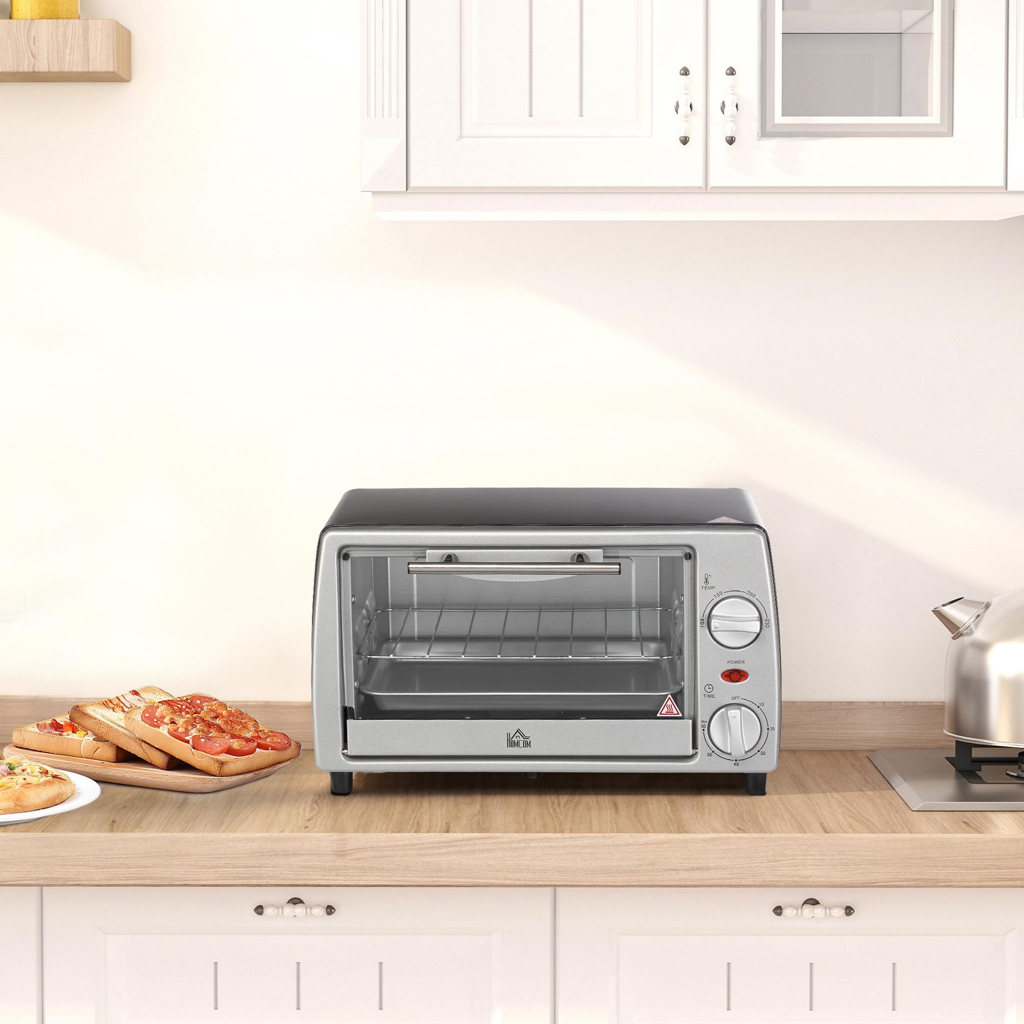 Voir la diapositive 2 : HOMCOM Mini four électrique 750W 10L - grille, plateau - température réglable 100-230°C, timer - noir
