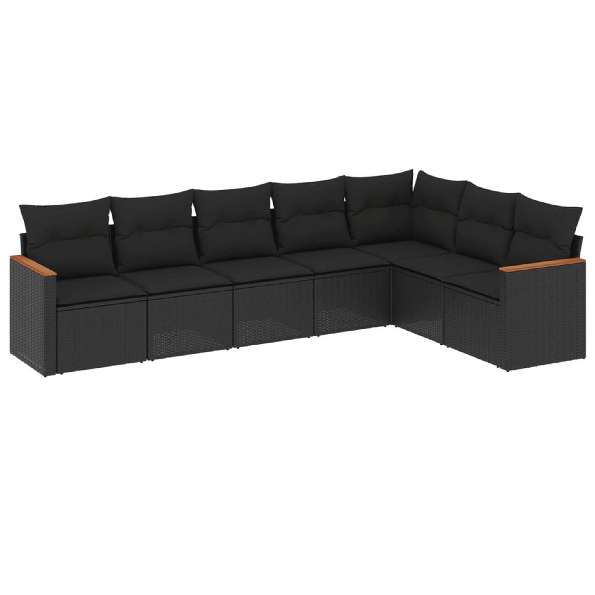 Voir la diapositive 2 : VIDAXL Salon de jardin 7 pcs avec coussins noir resine tressee