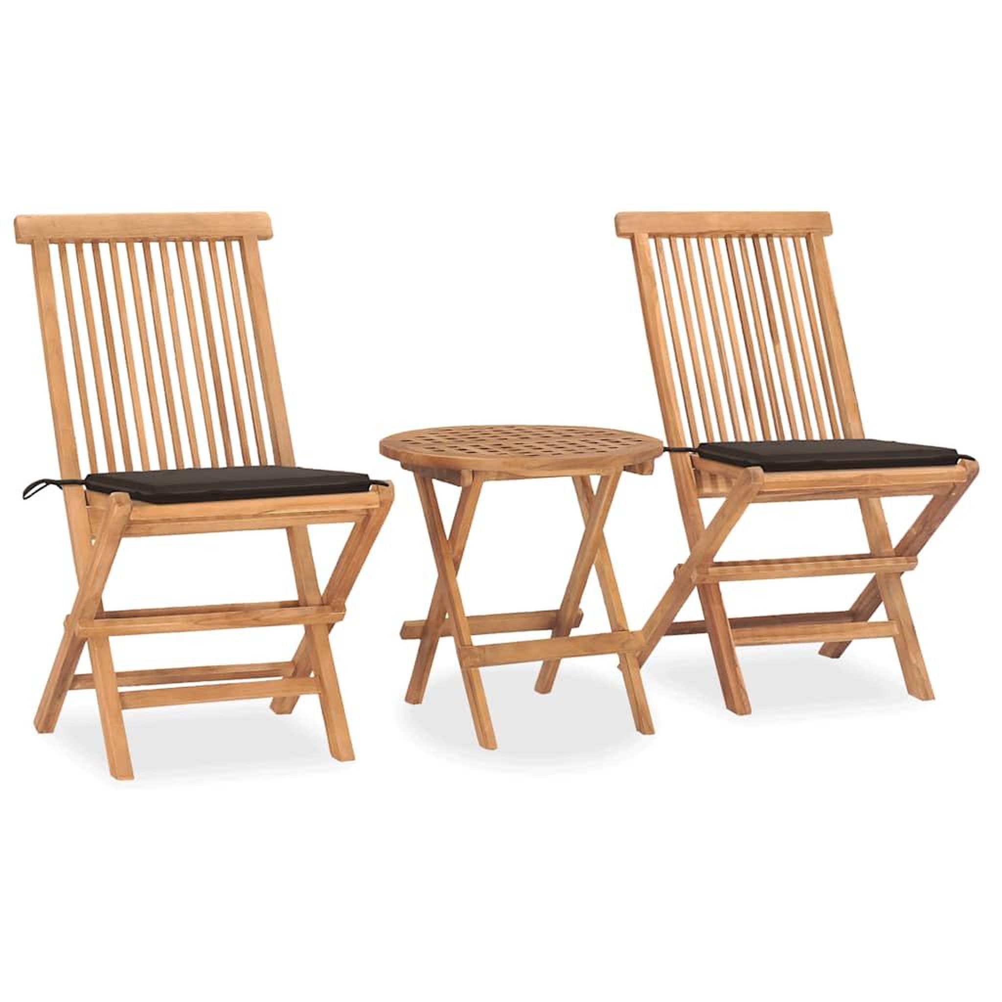 VIDAXL Ensemble a manger d'exterieur pliable avec coussin 3 pcs Teck