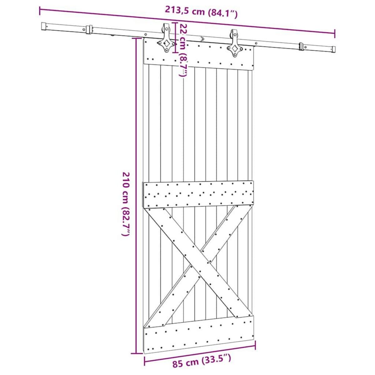 VIDAXL Porte coulissante et kit de quincaillerie 85x210 cm pin massif