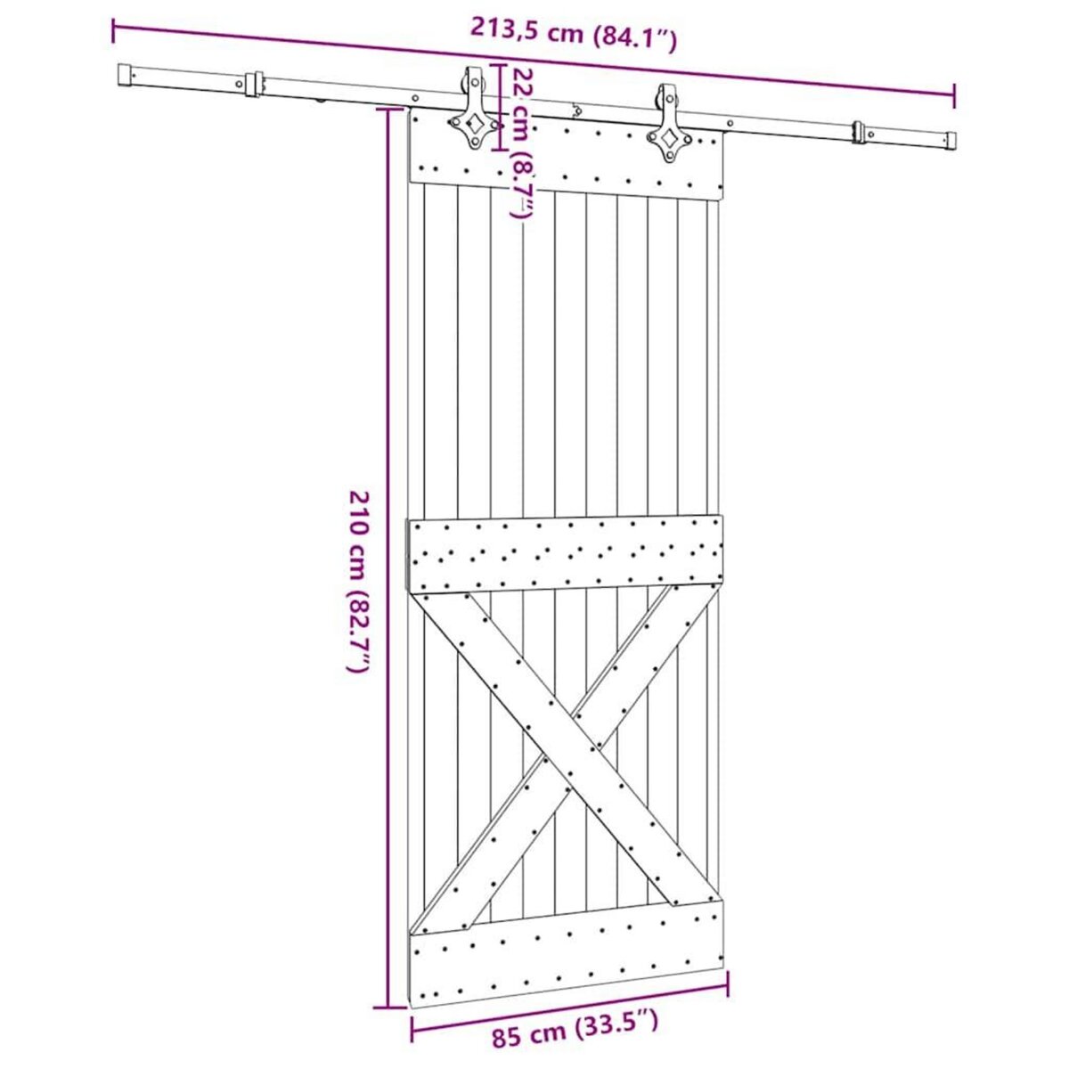 VIDAXL Porte coulissante et kit de quincaillerie 85x210 cm pin massif