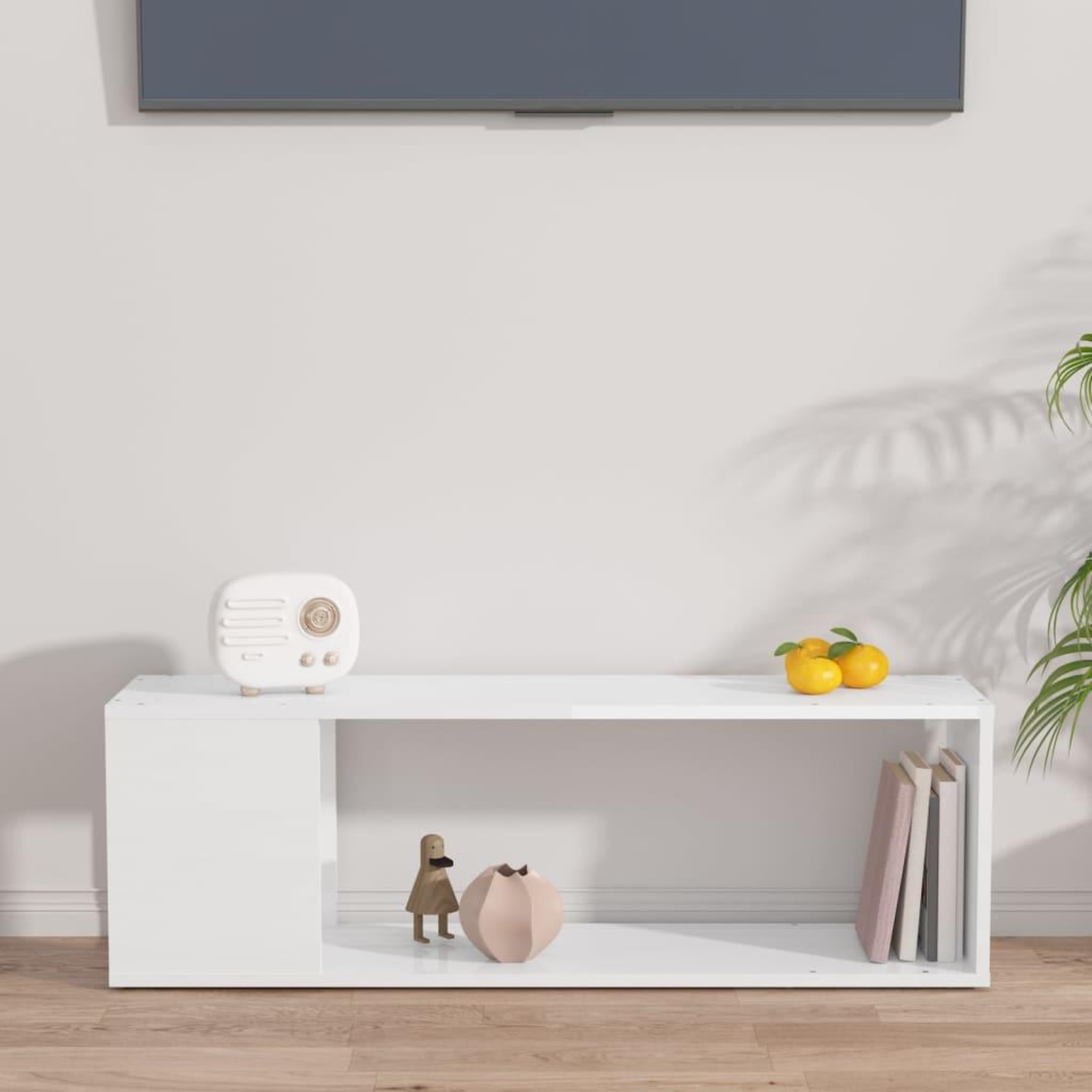 Voir la diapositive 5 : VIDAXL Meuble TV Blanc brillant 100x24x32 cm Bois d'ingenierie