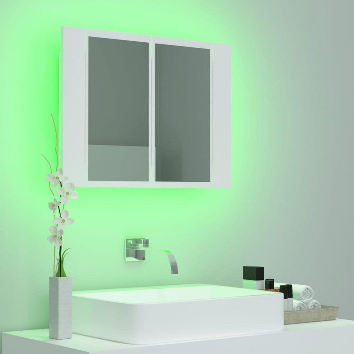 VIDAXL Armoire salle de bain a miroir LED Blanc 60x12x45 cm Acrylique