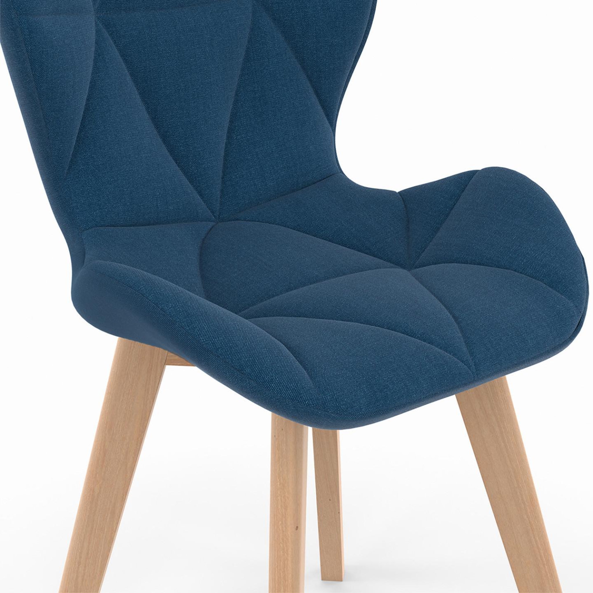 Voir la diapositive 6 : ID MARKET Lot de 6 chaises robine en tissu bleu canard pour salle à manger