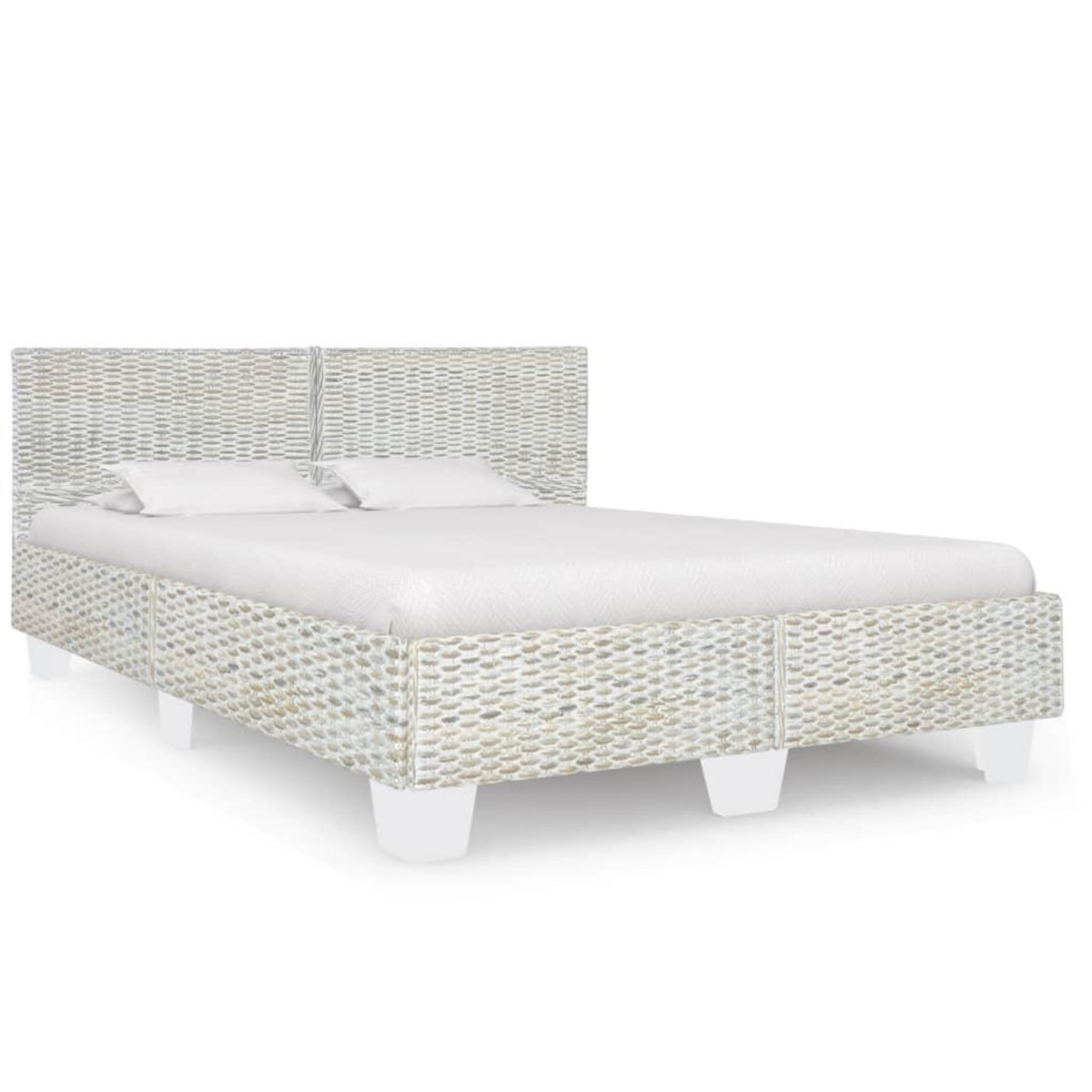 VIDAXL Cadre de lit sans matelas Gris Rotin naturel 140x200 cm