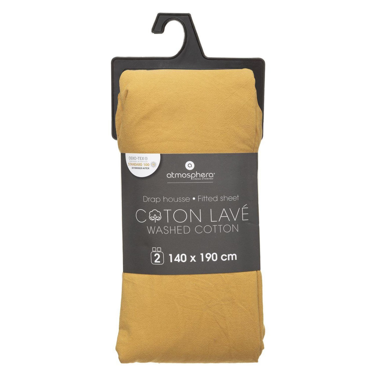 ATMOSPHERA Drap Housse bonnet 27 cm 100% Coton lavé