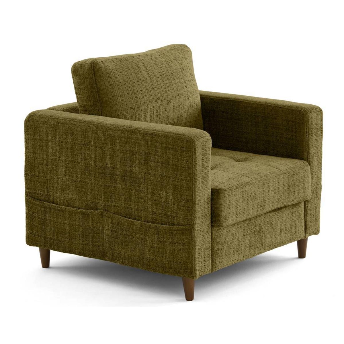 LISA DESIGN Anna - fauteuil avec poche en velours texturé - pieds en bois