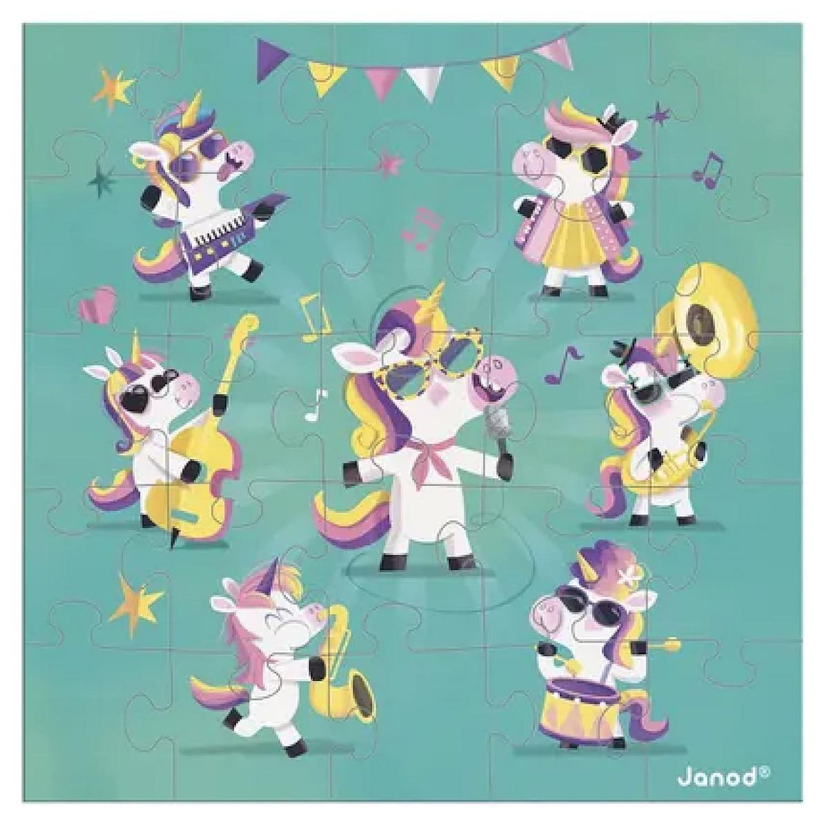 Juratoys-Janod Carte Cadeau Puzzle 25 Pieces Licornes