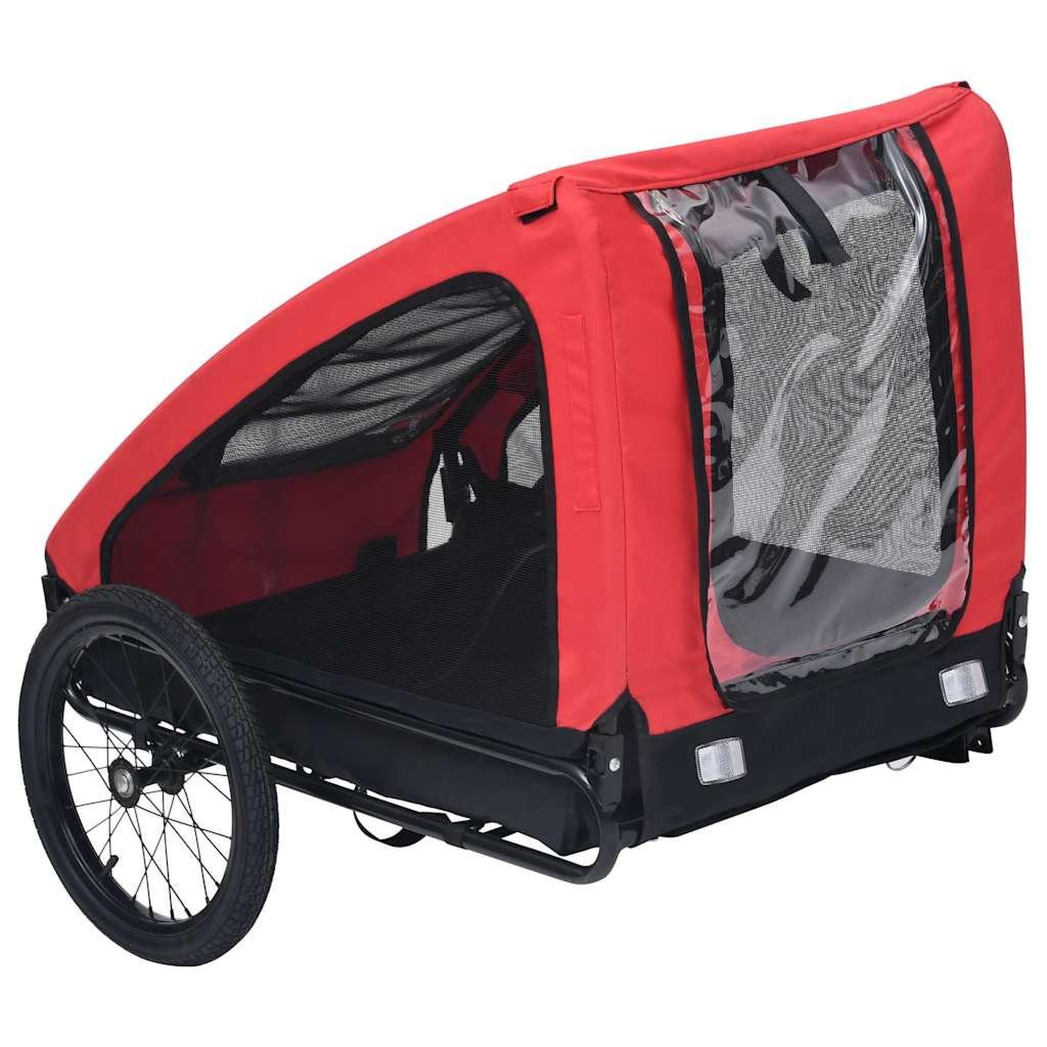 Voir la diapositive 3 : VIDAXL Remorque de velo pour animaux de compagnie rouge et noir