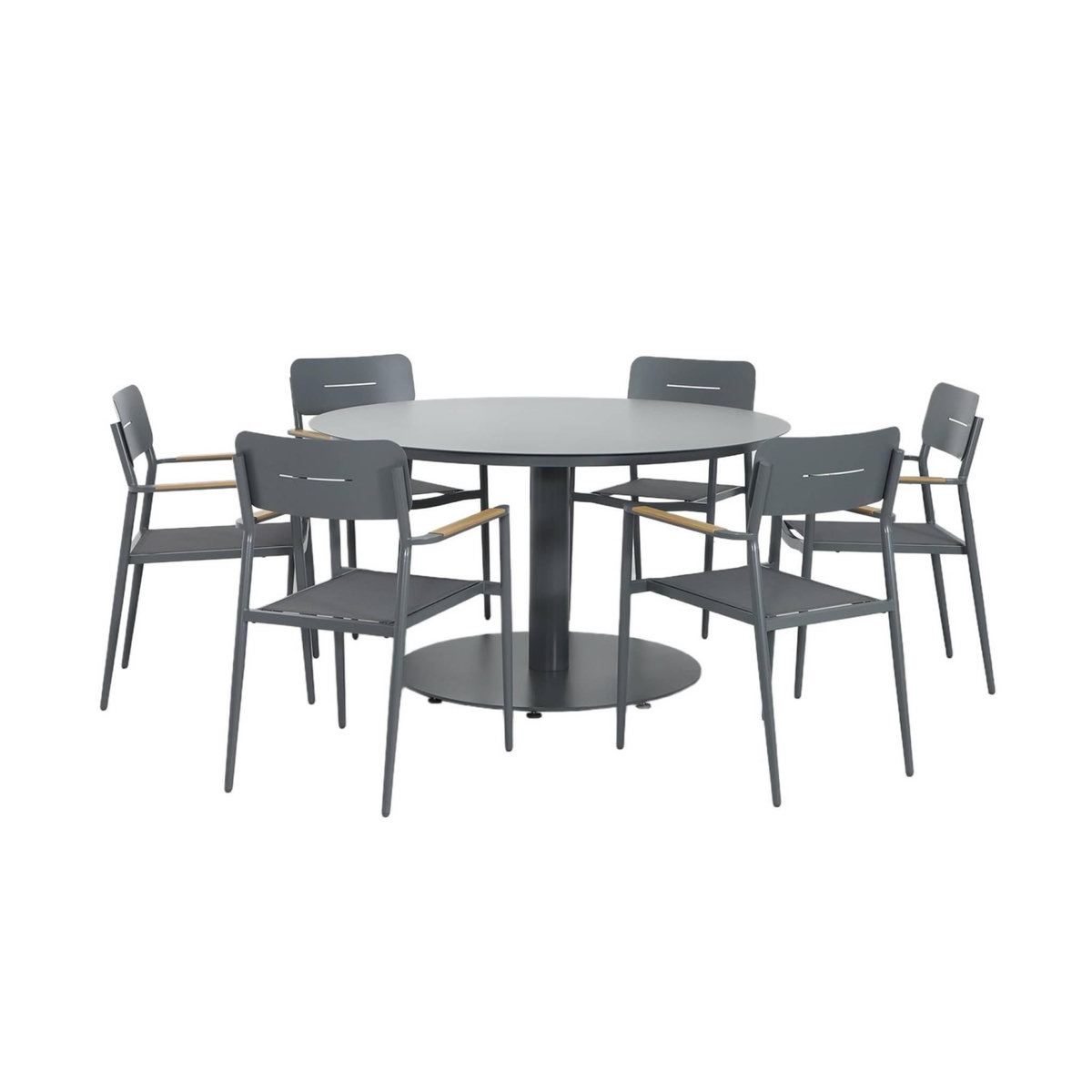 SWEEEK Table de jardin ronde aluminium + 6 assises - Oreva / Fira