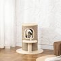 Voir la diapositive 2 : PAWHUT Arbre à chat cylindrique - tour à griffer pour chat H.61cm - tonneau griffoir - 2 niveaux + plateforme - sisal peluche beige