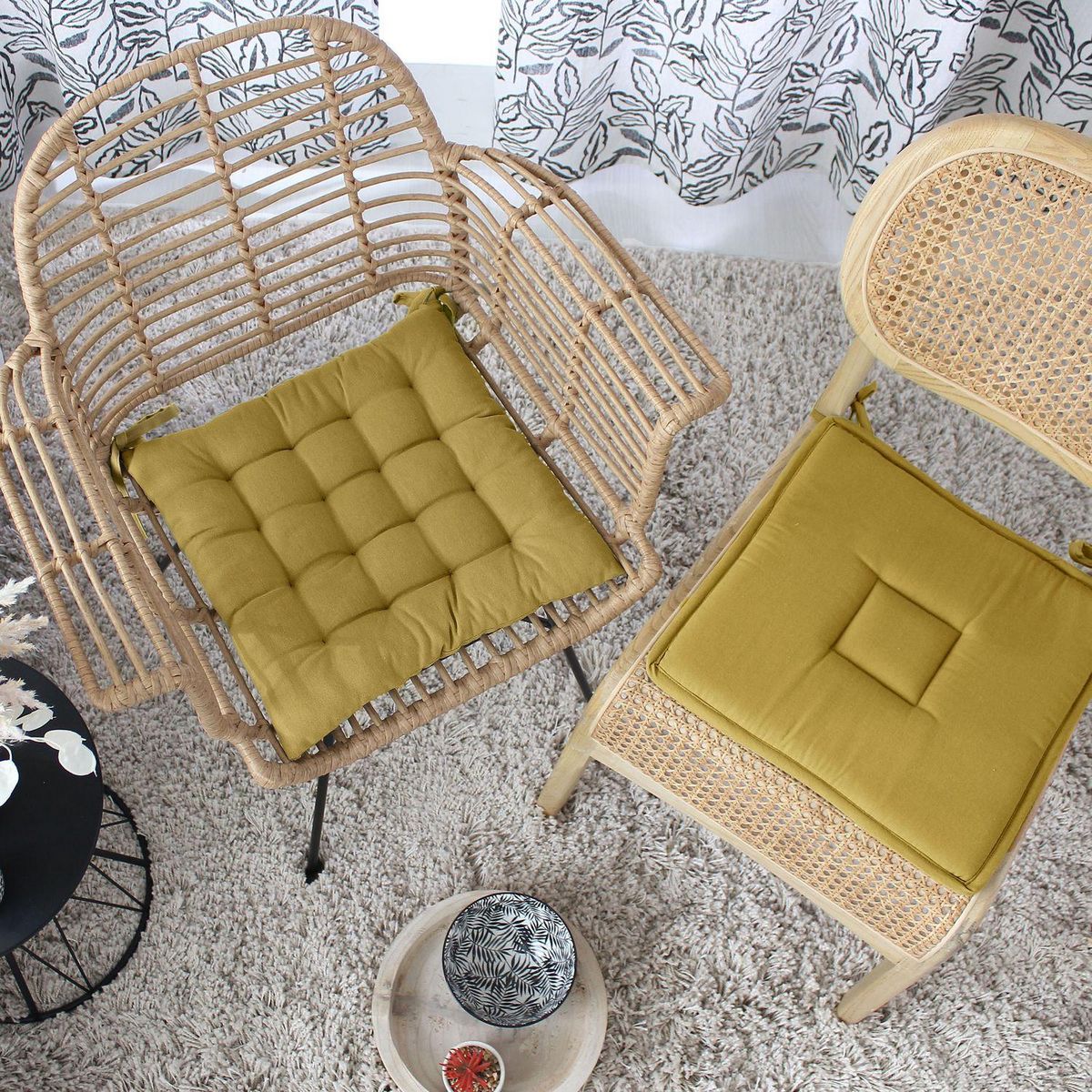 TOILINUX Galette de chaise plate Panama - 40 cm x 40 cm - Bronze