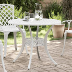 VIDAXL Table de jardin blanc Ø90x75 cm aluminium coule