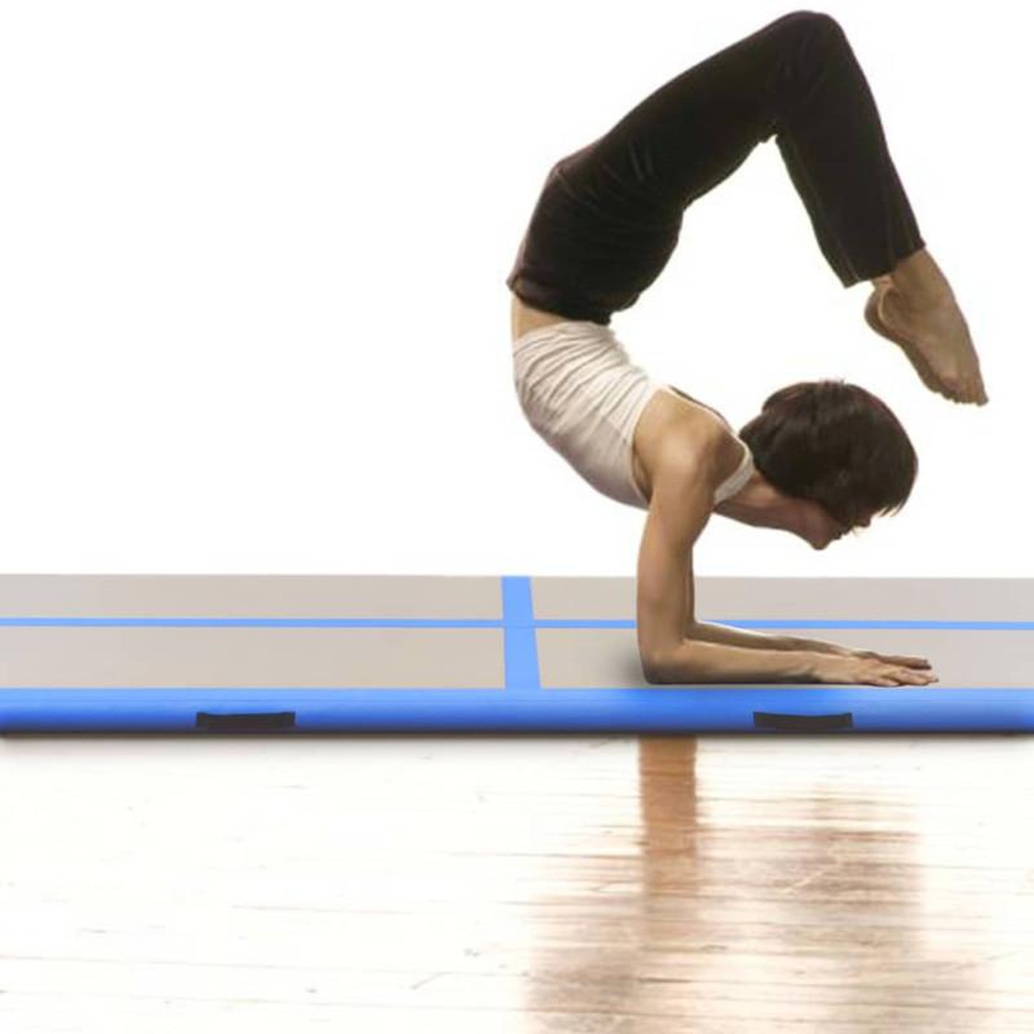 Voir la diapositive 2 : VIDAXL Tapis gonflable de gymnastique avec pompe 400x100x10cm PVC Bleu