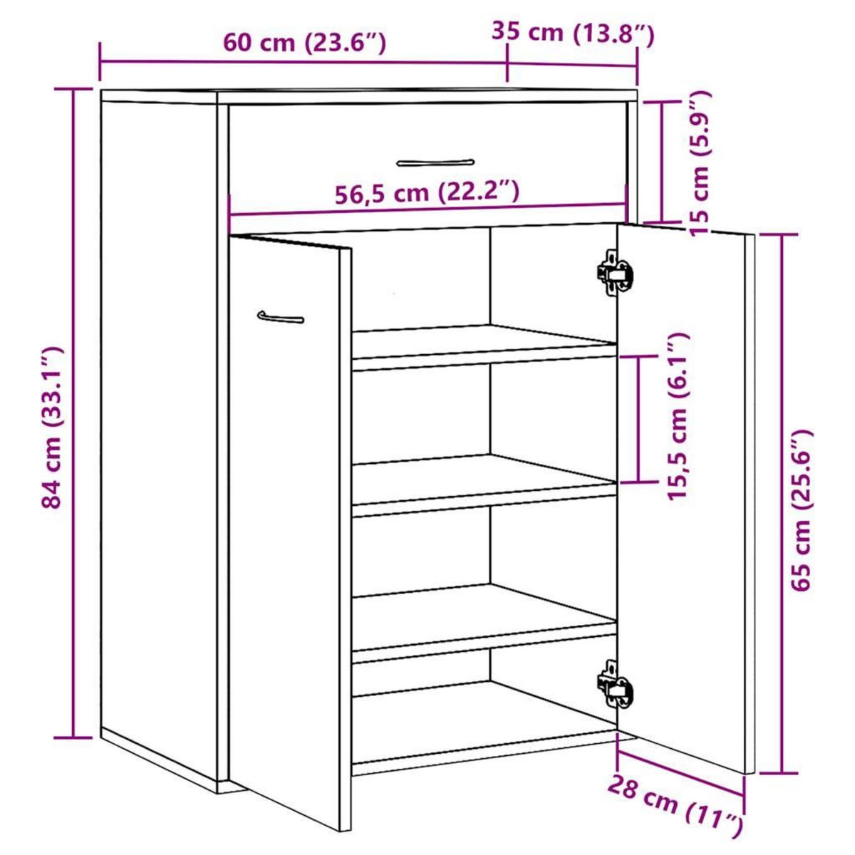 VIDAXL Armoire a chaussures vieux bois 60x35x84 cm bois d'ingenierie
