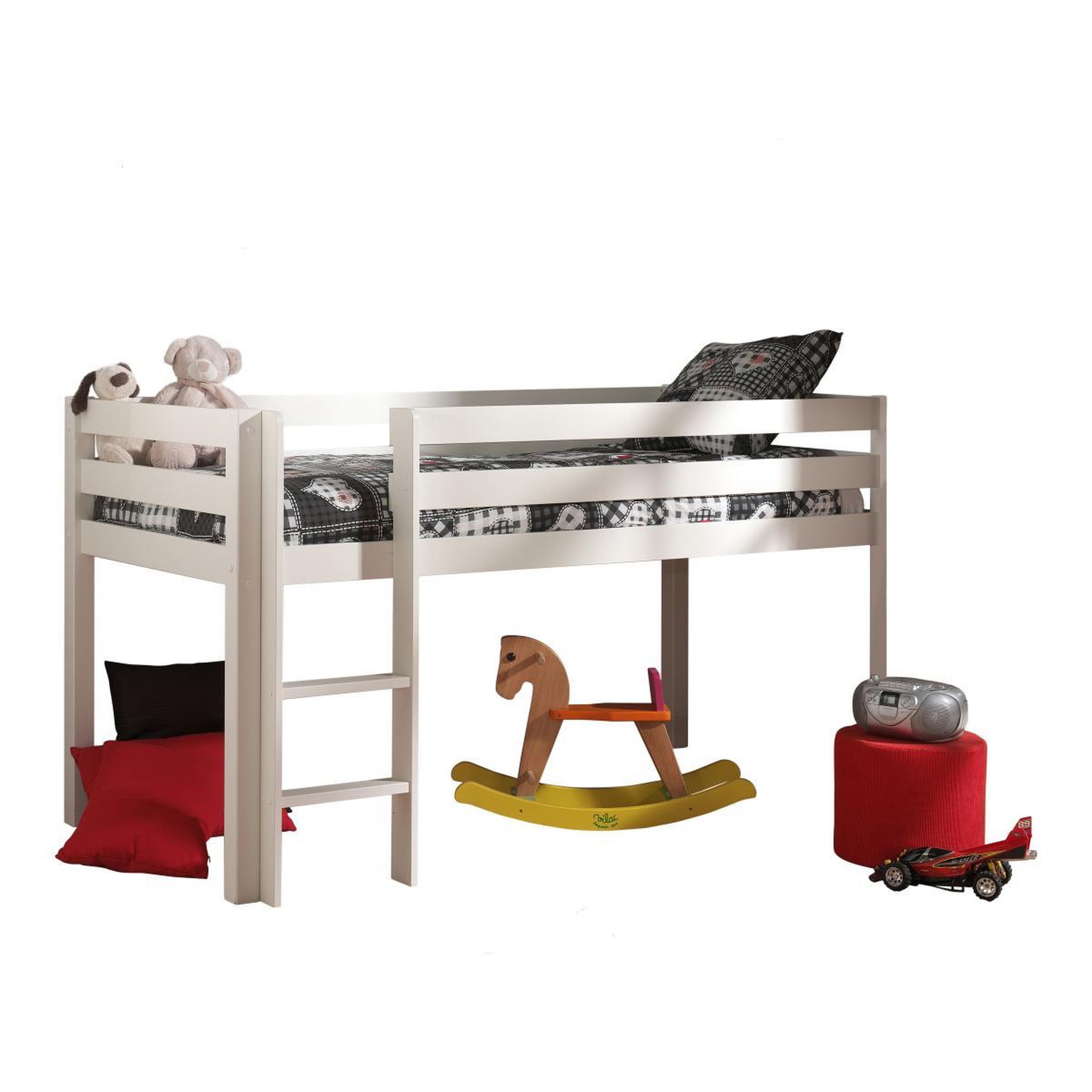 Voir la diapositive 3 : Paris Prix Pack - lit enfant bureau & commode 4 tiroirs  pino  blanc
