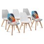 Lot de 6 chaises mix couleurs style scandinave pieds bois massif ODDA