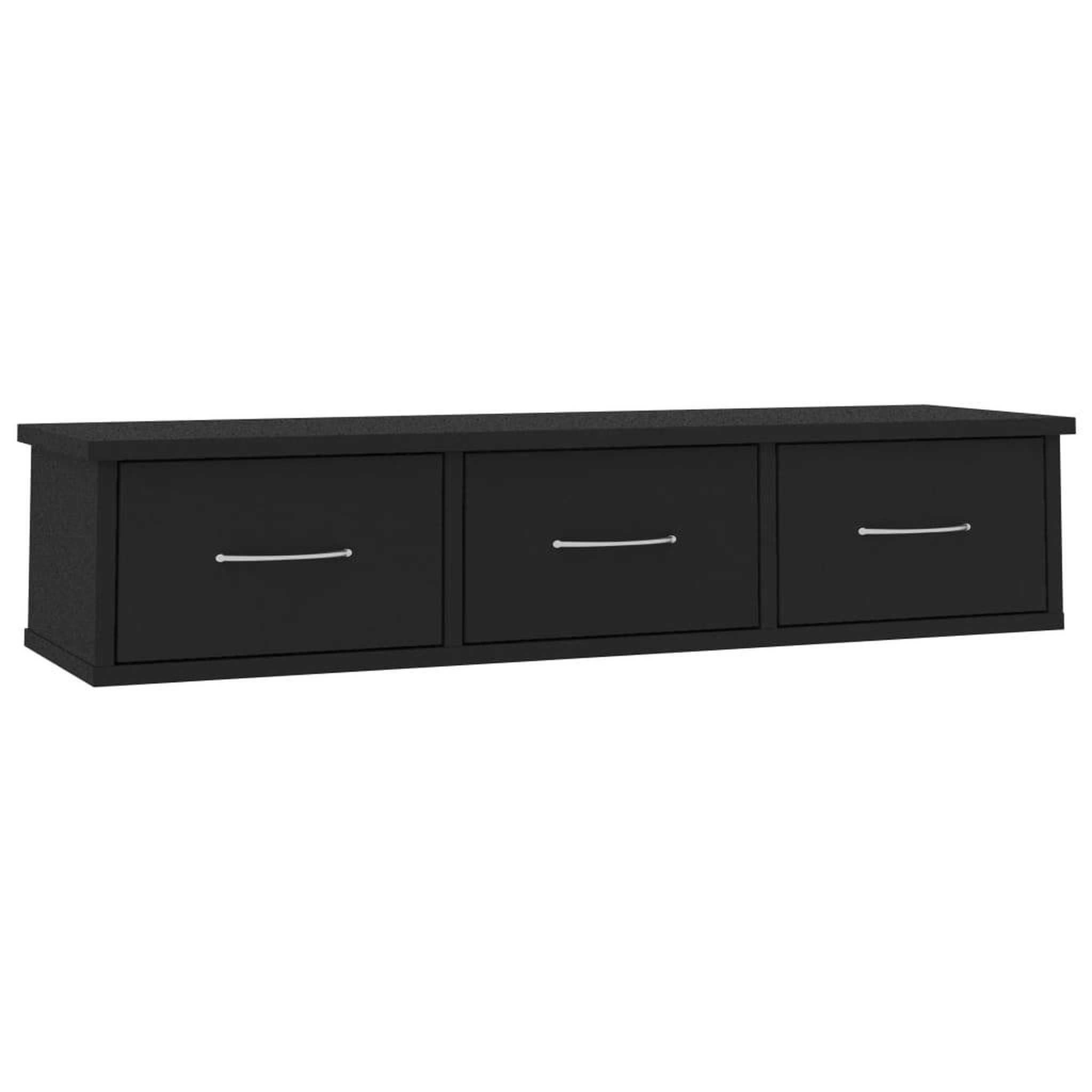 Voir la diapositive 2 : VIDAXL Etagere murale avec tiroirs Noir 88x26x18,5cm bois d'ingenierie